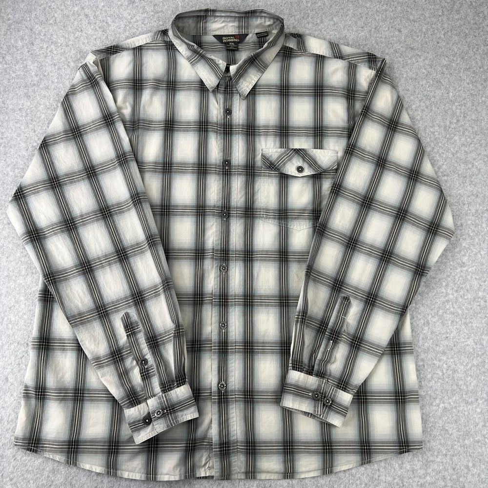 Royal Robbins XX-L Winodwpane  Plaid Shirt Button Up ‎ Men's Color Gray